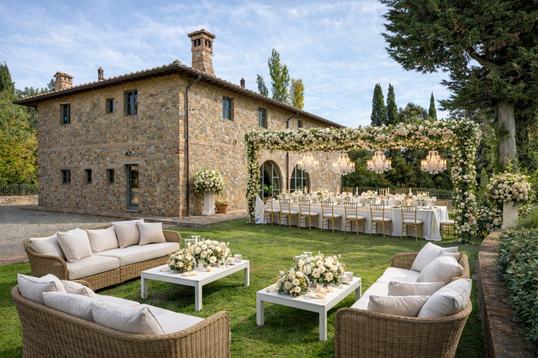 Villa Vignola outdoor lounge and pool